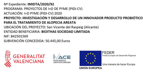 Subvención de IVACE para el desarrollo de un producto probiótico para el tratamiento de la alopecia.