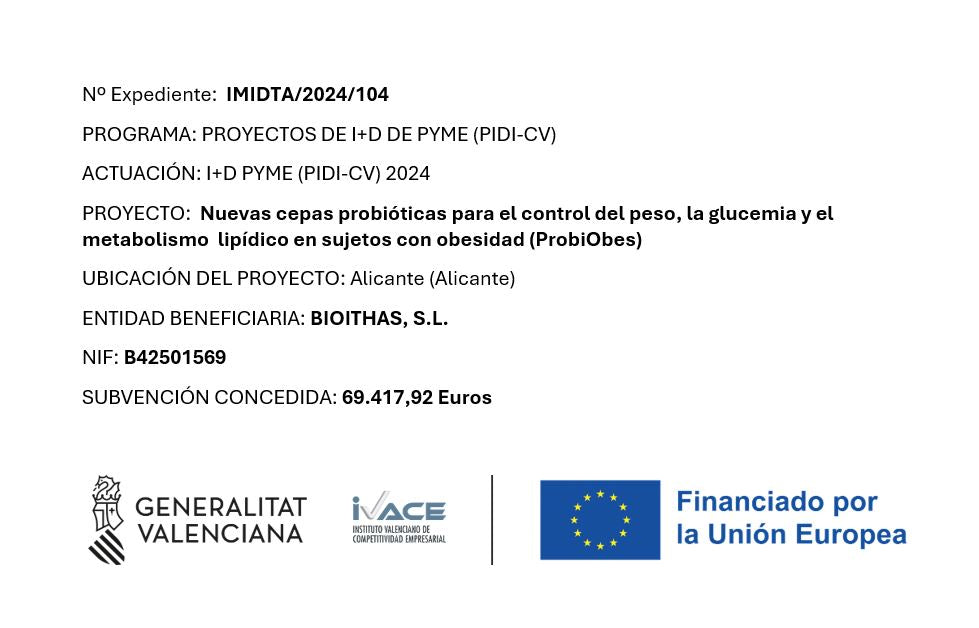Subvención de IVACE para un proyecto de I+D para el desarrollo de probióticos para control del peso (ProbiObes)